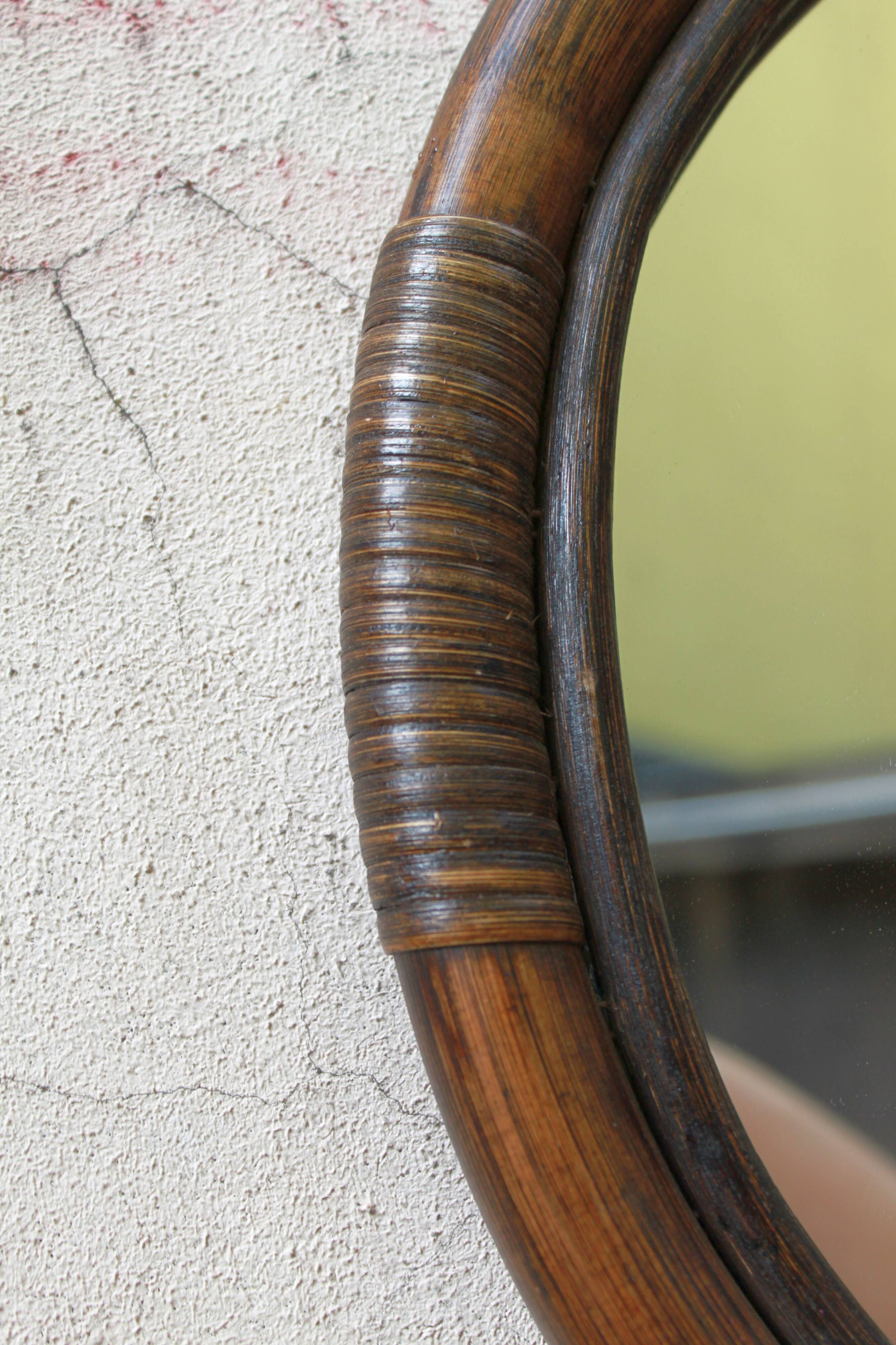 Oval bamboo mirror, 60's.