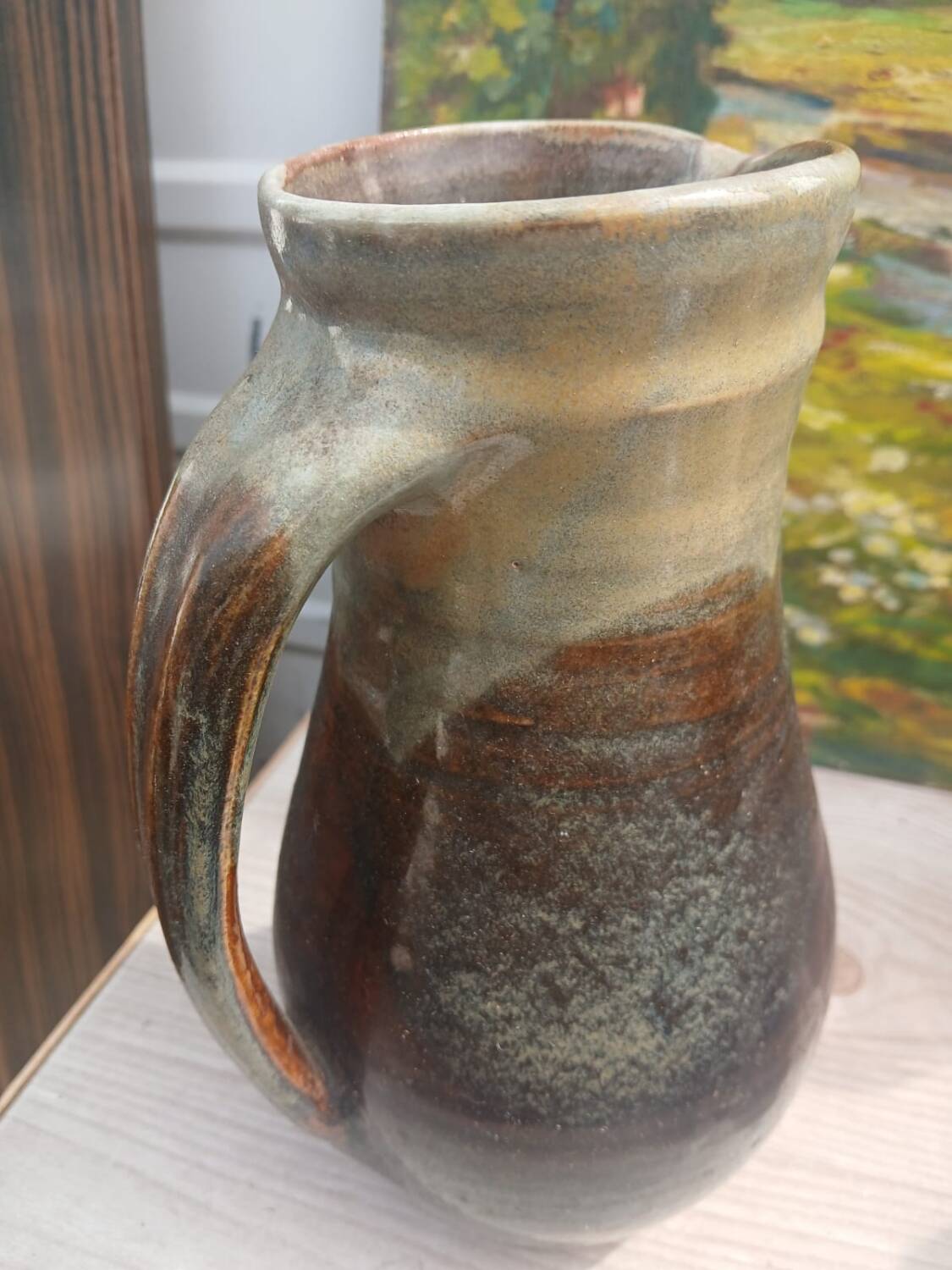 Large vintage glazed stoneware pitcher signed JMB 1978 – Ceramics