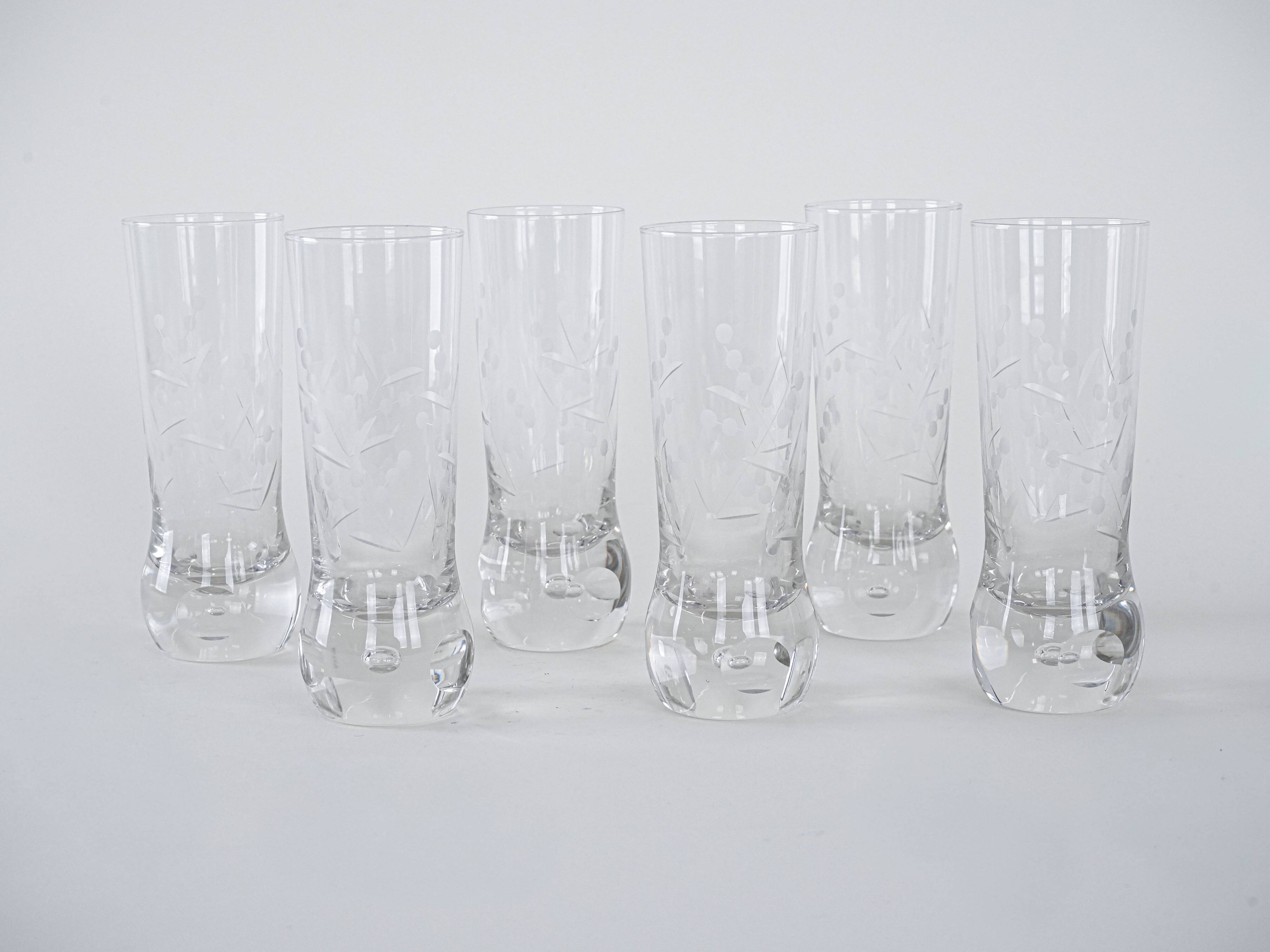 Set of six glasses, Italian design, 1970s, made in Italy