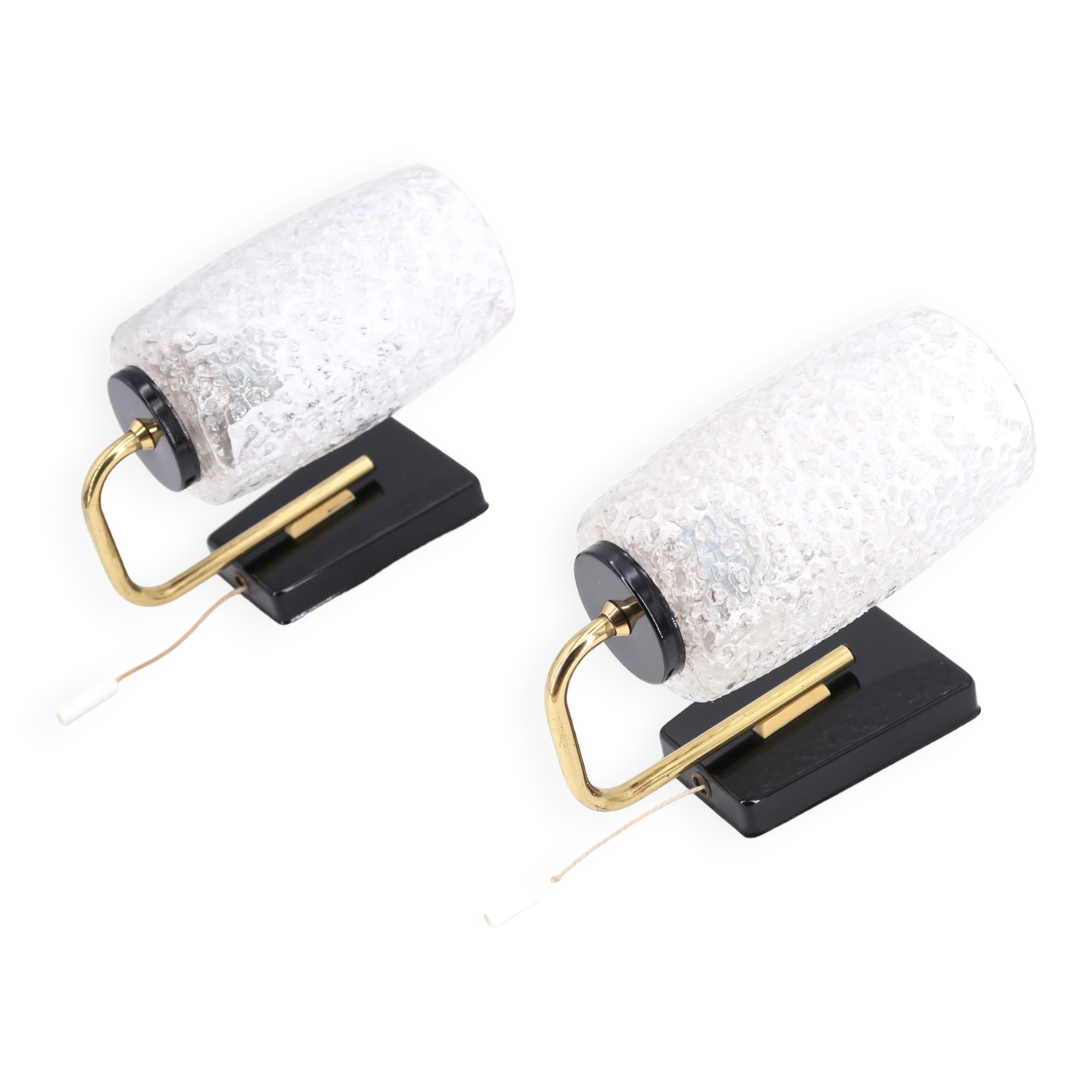 Pair of gold and black metal sconces, 50s