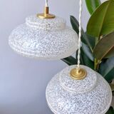 White Clichy glass pendant light with dome - 1930s - 6 copies available