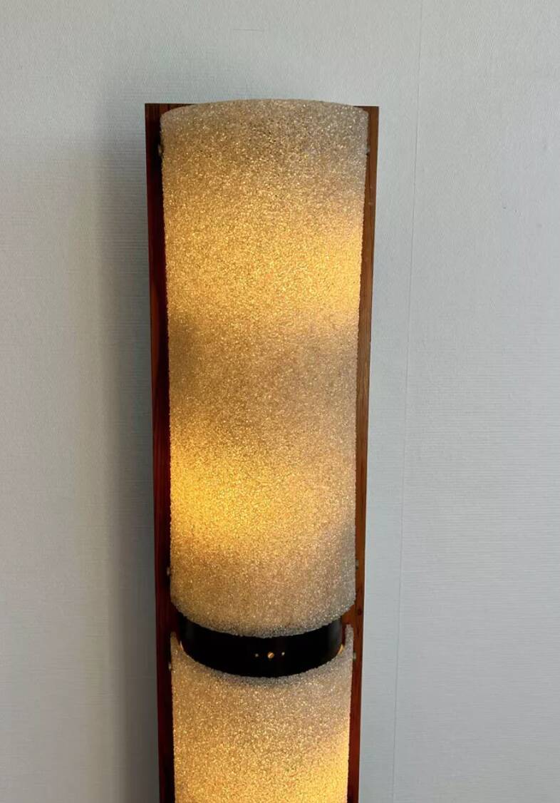 Vintage floor lamp, Rosewood and Perspex, France 1960