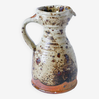 Pitcher in glazed stoneware speckled pottery 1970