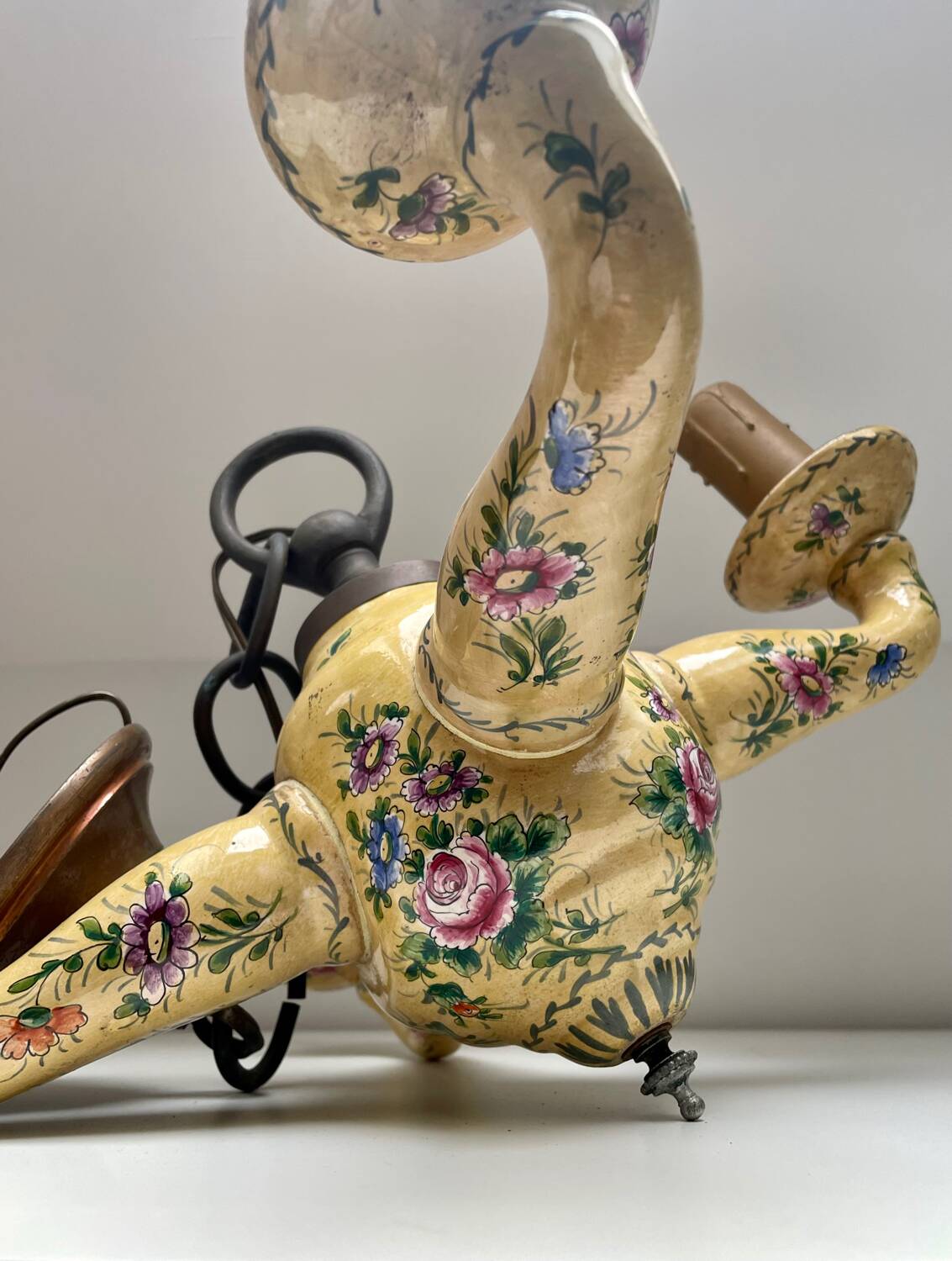 Chandelier with 4 lights in Saint-Aignan earthenware, circa 1940