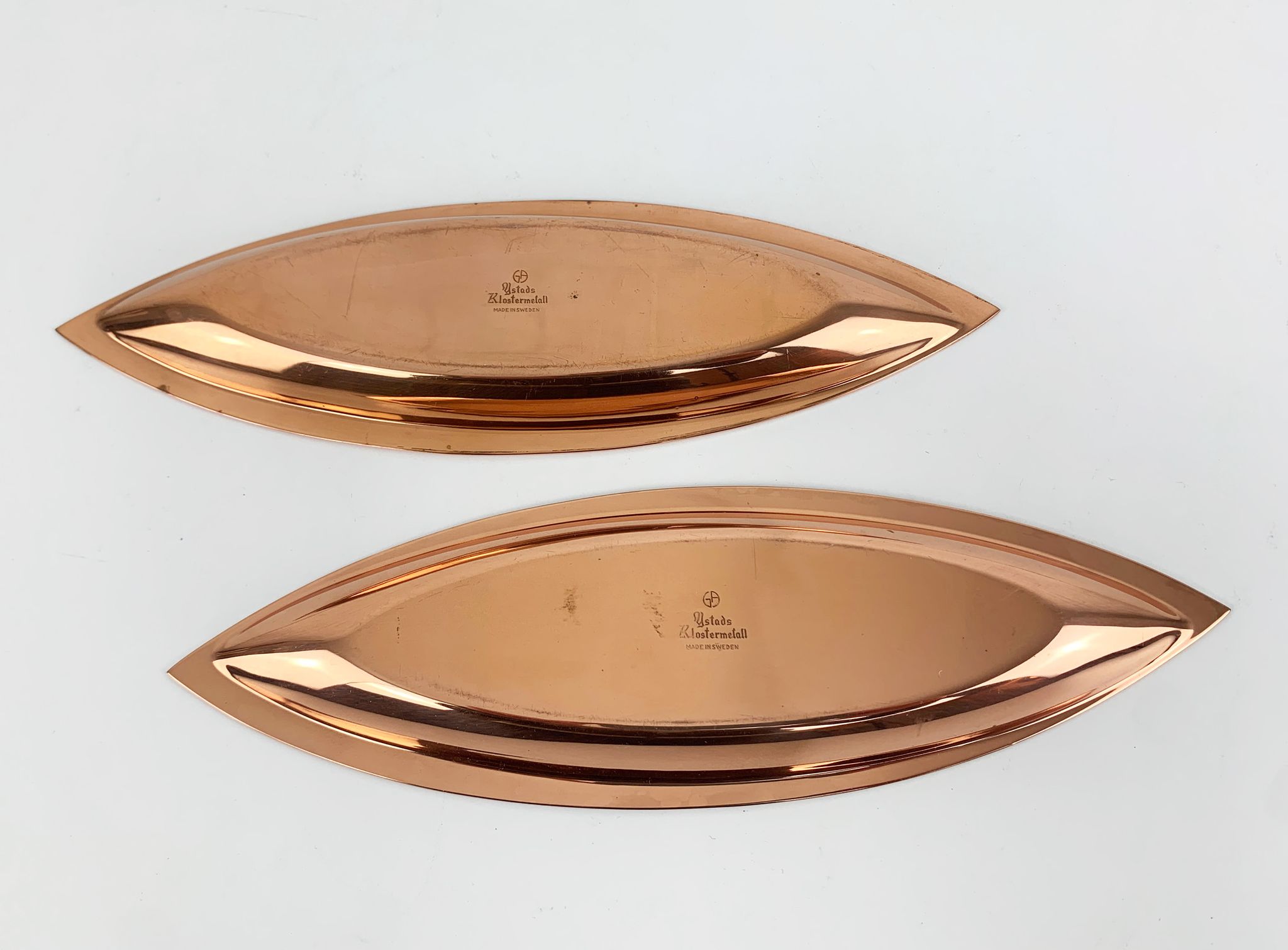 Pair of scandinavian copper cups or bowls ystad metall, design gunnar ander, sweden