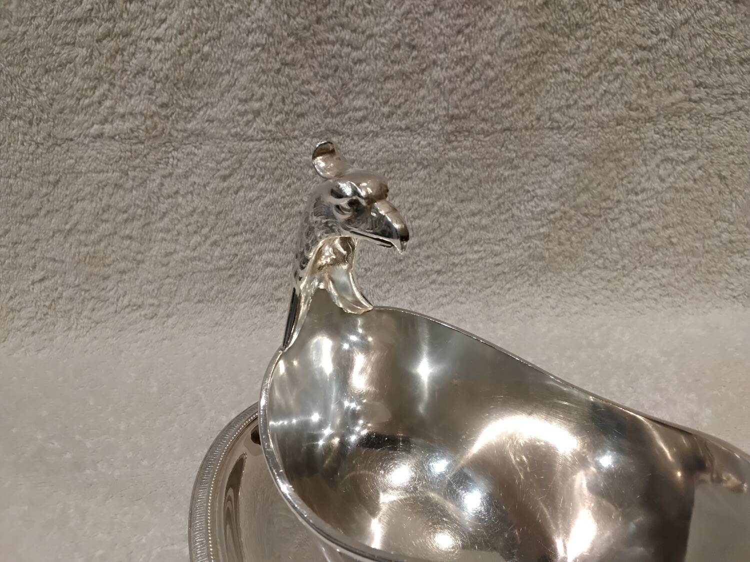 Beautiful silver-plated gravy boat by Christofle Malmaison, Eagle