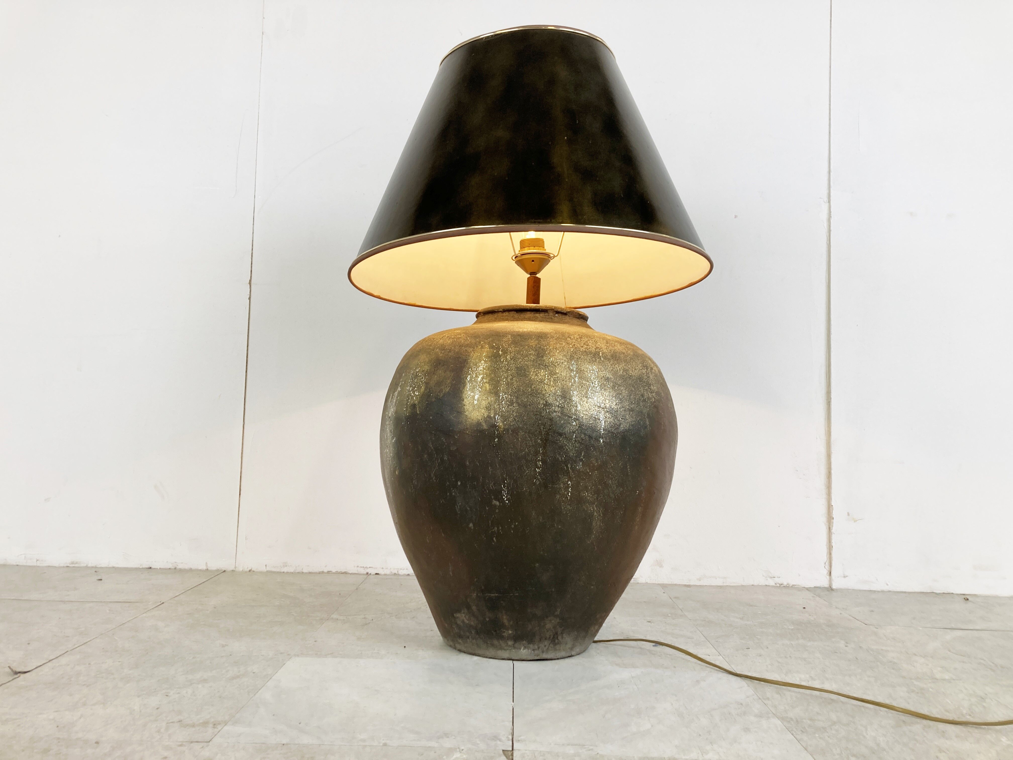 Oversized stoneware table lamp, 1980s