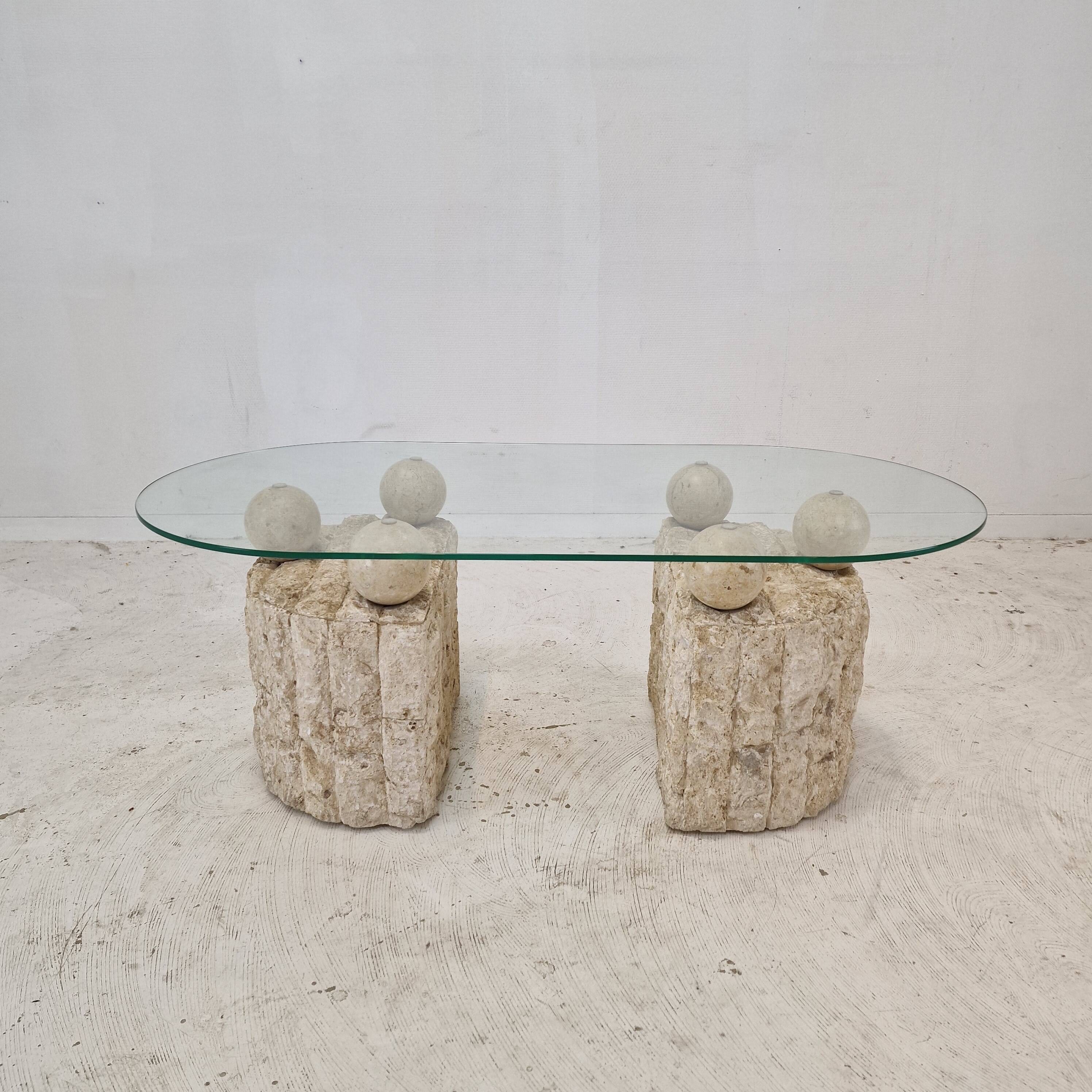 Magnussen Ponte Mactan Stone Coffee or Fossil Stone Table, 1980s