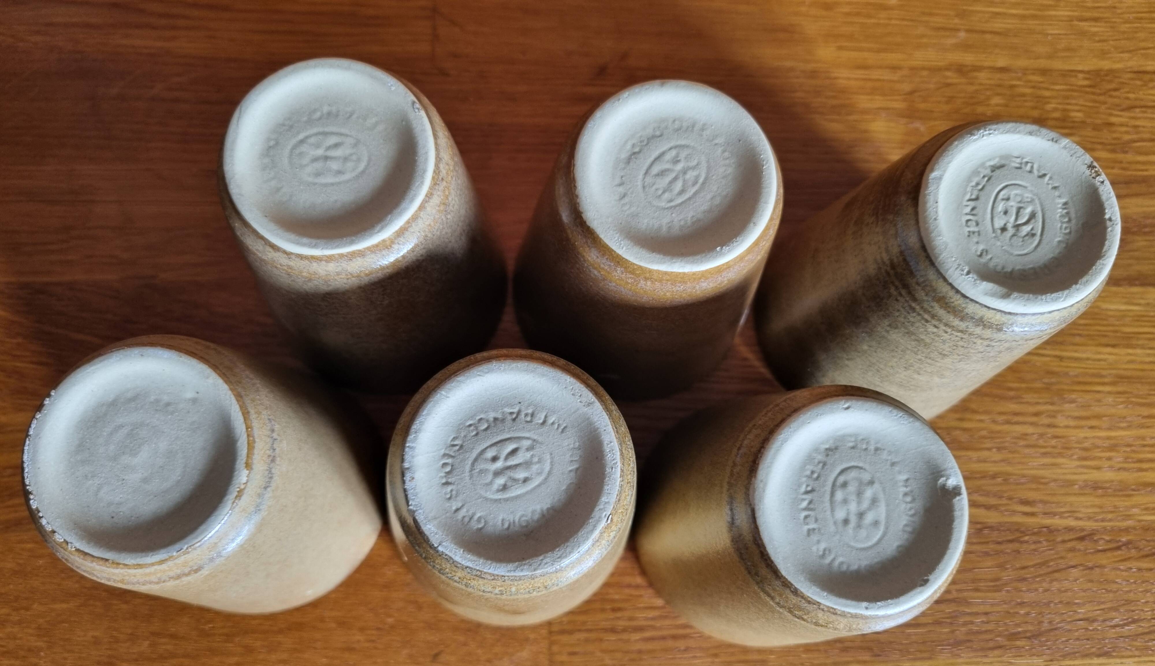 Set of 6 Digoin stoneware tumbler glasses