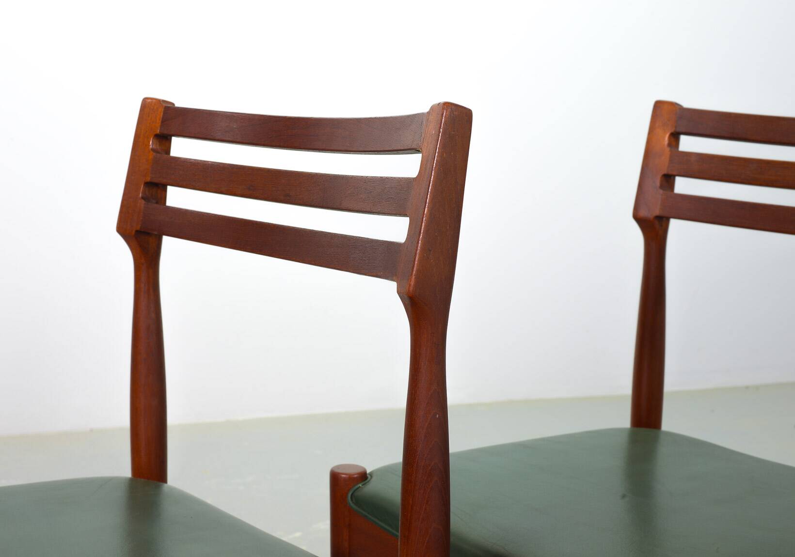 Bovenkamp Vintage Design Teak Wooden Dining Chairs with Leather Upholstery