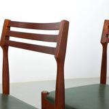 Bovenkamp Vintage Design Teak Wooden Dining Chairs with Leather Upholstery