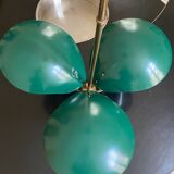 Vintage 3-light chandelier in gilded brass and metal from the 50s