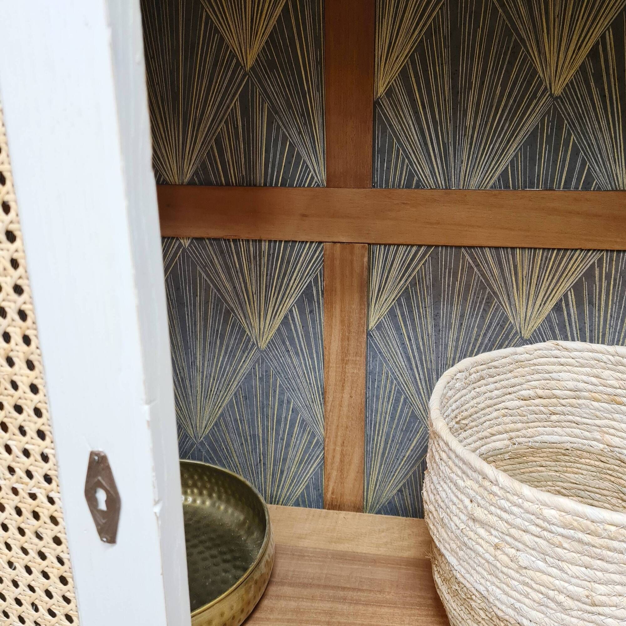 Art Deco wardrobe revisited Shabby chic style with two rattan canning doors