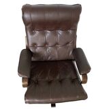 Scandinavian rocking and swivelling armchair – bent wood and leather