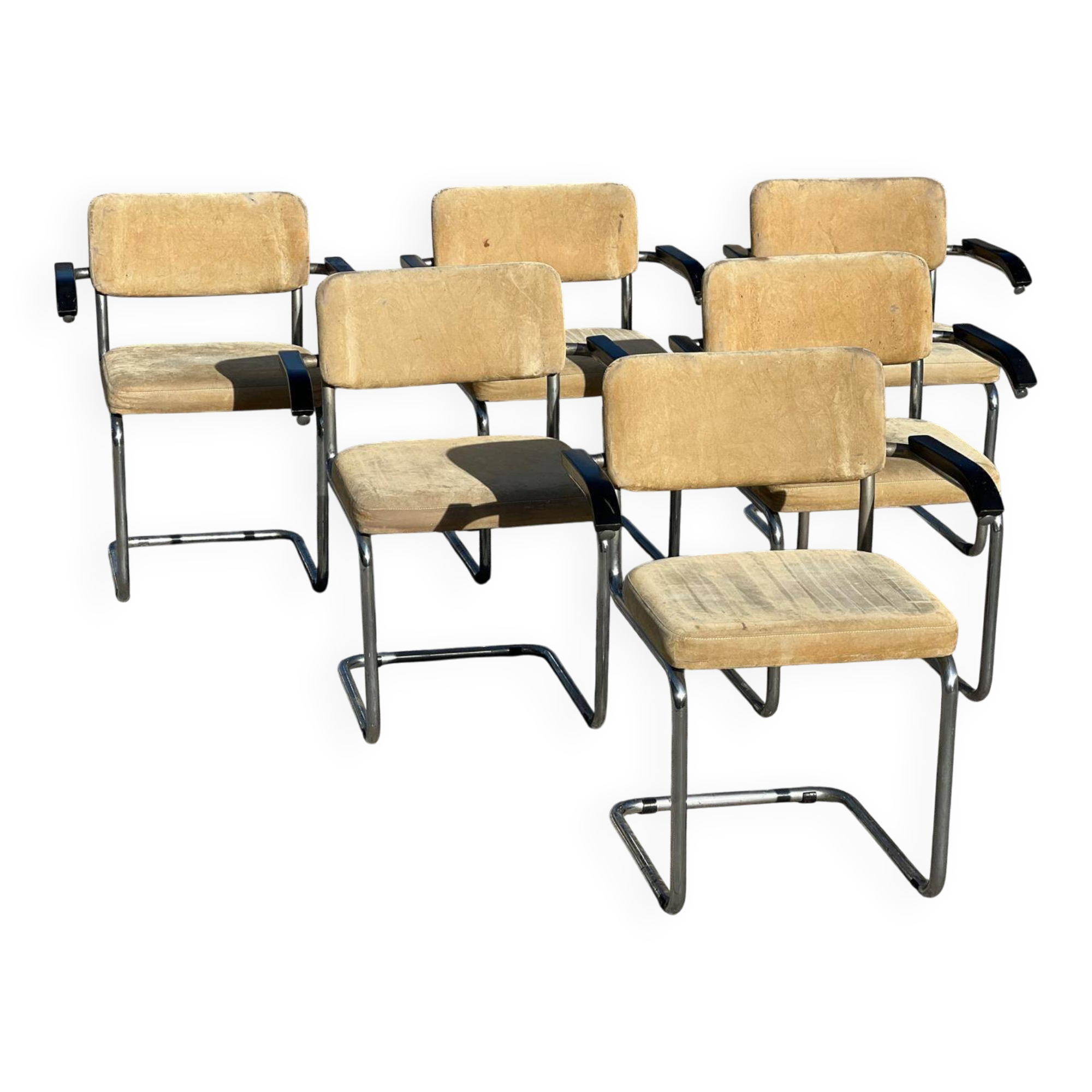 Set of 6 Marcel Breuer S64 armchairs for Thonet 1950