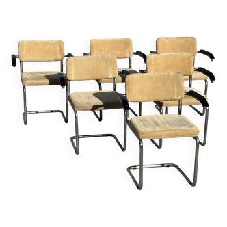 Ensemble de 6 fauteuils   Marcel Breuer S64 pour  Thonet 1950