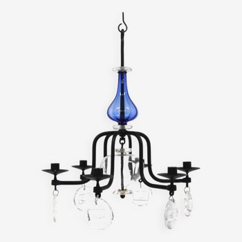 Glass chandelier, Erik Höglund, Boda Glasbruk & Smide, Sweden, 1970