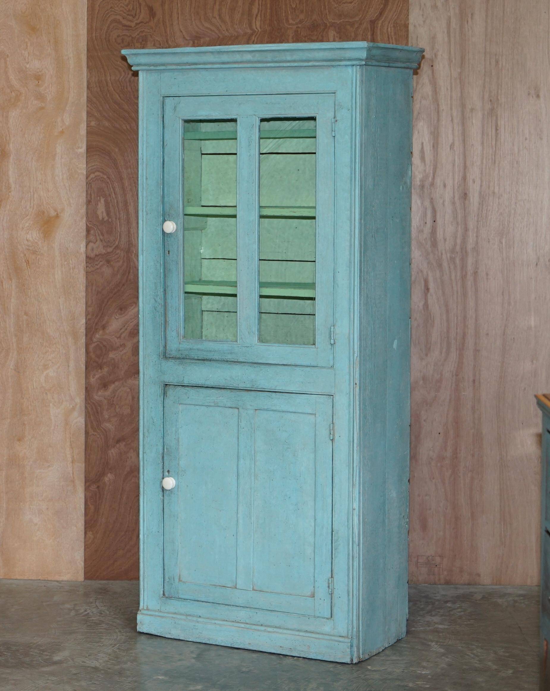 Hand-painted kitchen cupboard or bookcase from the Victorian era, 1860.