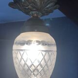 Bronze ceiling lamp and glassware