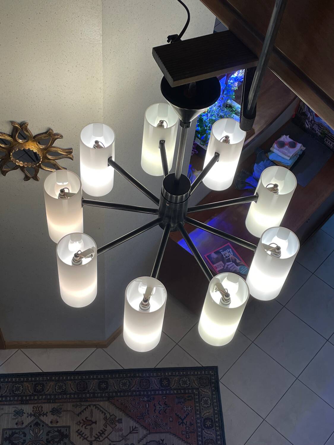 Vintage 9-light pendant light in Perspex