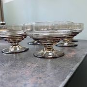 6 vintage ice cream coupes, blown glass brown fruit