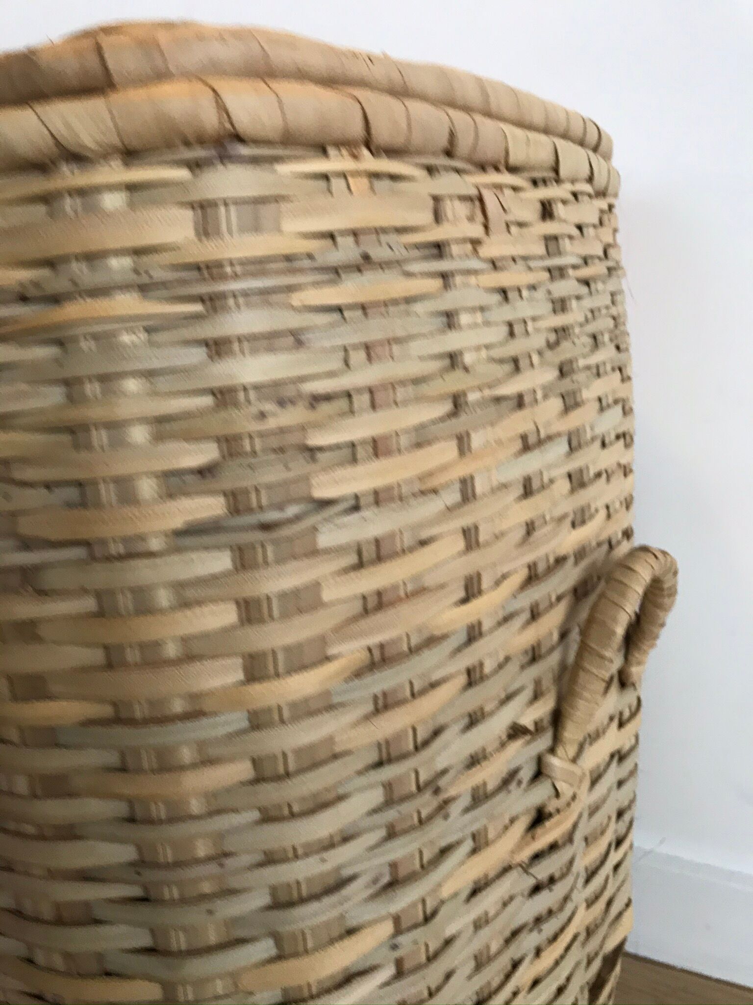 Large wicker/vintage bamboo laundry basket with lid