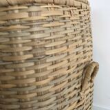 Large wicker/vintage bamboo laundry basket with lid