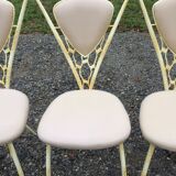 4 vintage chairs in tubular metal lacquered white yellow.