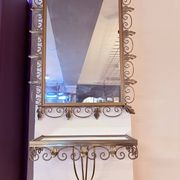 Miroir en laiton vintage Deknudt avec étagère, années 1970