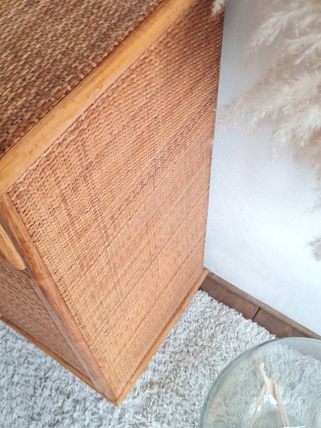 Vintage rattan sideboard from the 1970s.