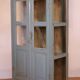 Old art deco display case in original Burmese teak with gray-blue patina