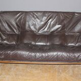 Brutalist Leather Sofa circa 1970