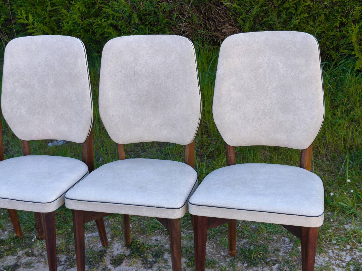 Set of 4 vintage Scandinavian design chairs – 1960s/70s – stained wood