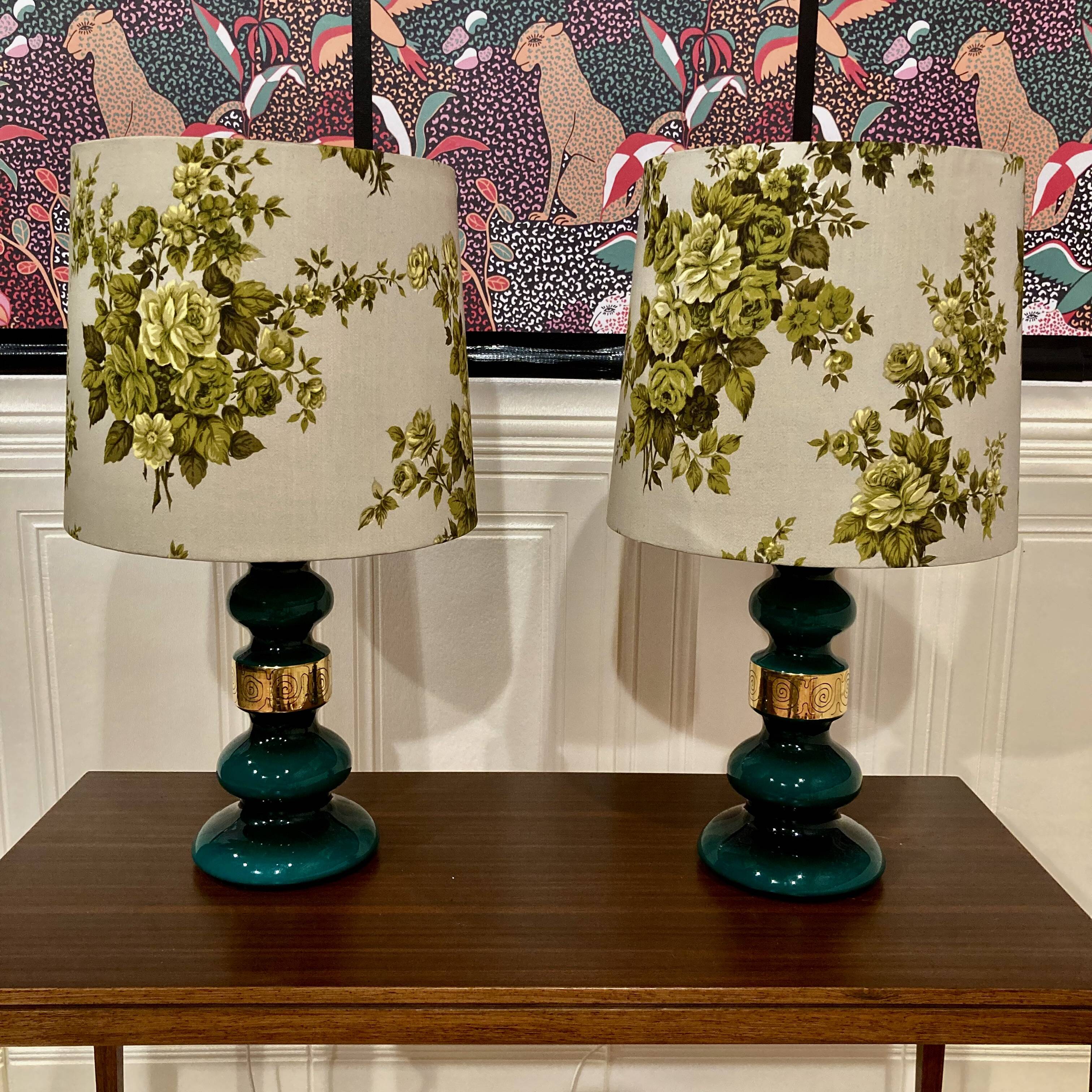 Paire de lampes verre Design scandinave 1950.