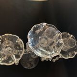 Bougeoir ancien en verre soufflé torsadé – 3 bras avec pampilles