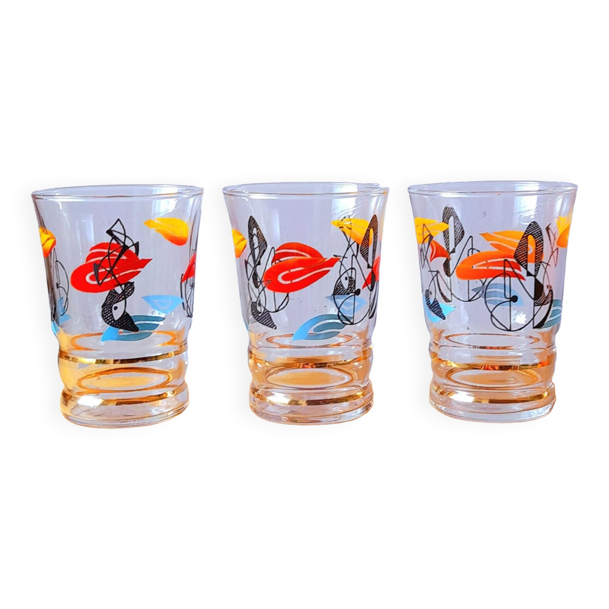 Lot de 3 verres années 70