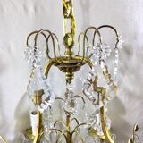 Cage chandelier 6 lights in bronze and crystal