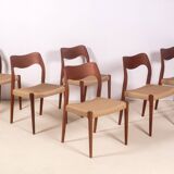 6x Niels Møller Model 71 teak, 1960s, Denmark