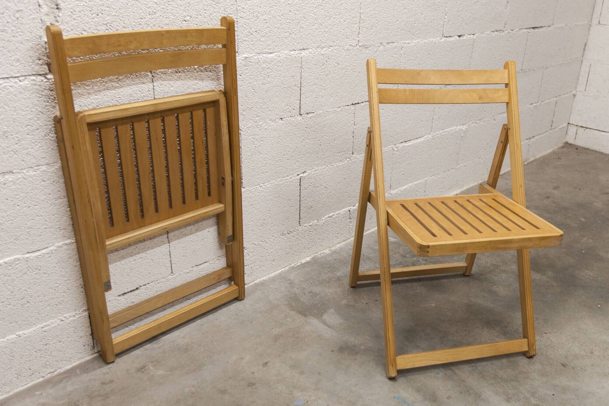 Paire de chaises pliantes Ikea 1970 couleur miel