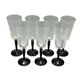7 vintage black foot flutes onyx model from luminarc france
