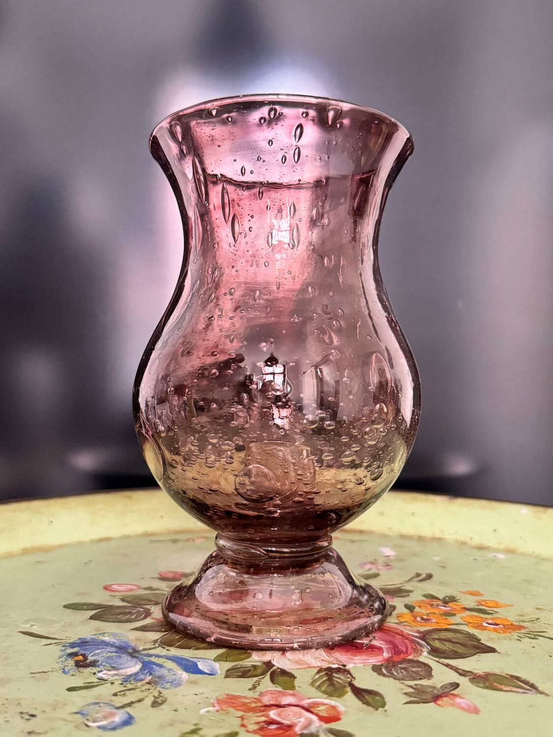 Biot glass tealight candle holder