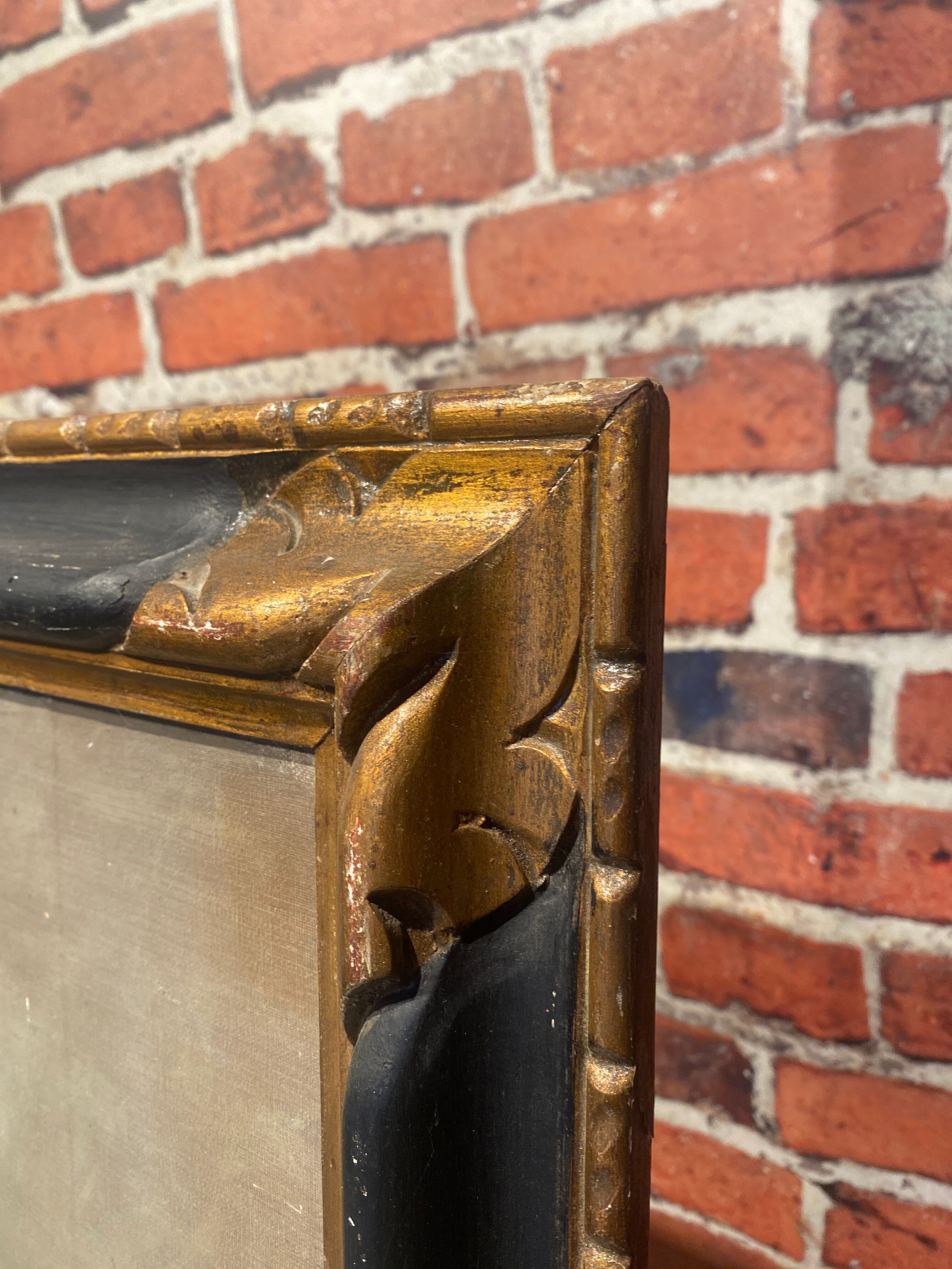 Oil on canvas framed bell tower of a cathedral