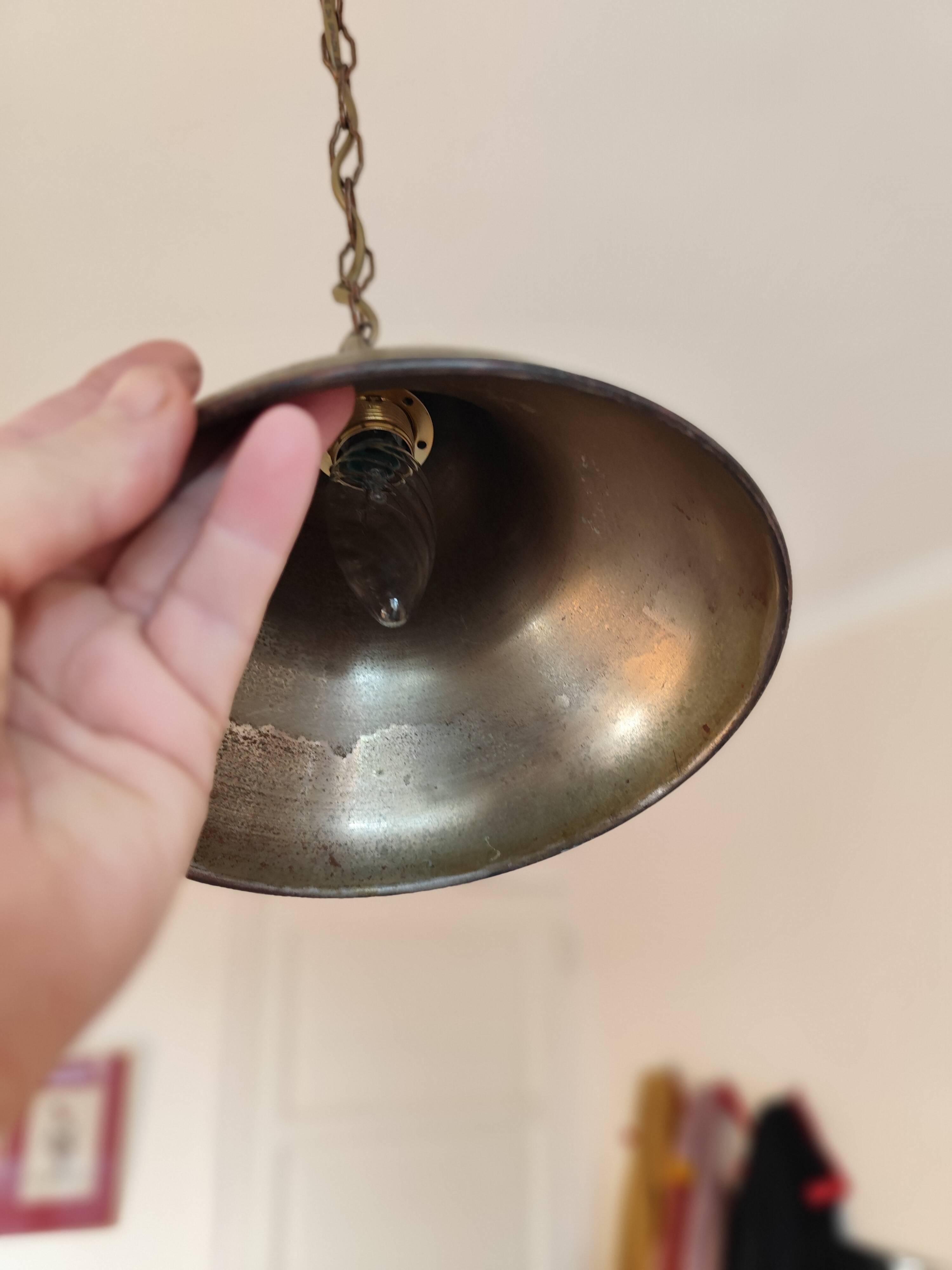 Suspension  abat-jour en laiton - lustre cloche métal bronzé