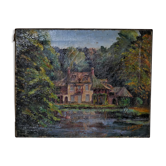 Ancient painting "The Lord's House" landscape signed