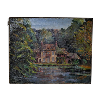 Ancient painting "The Lord's House" landscape signed
