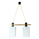 1960s Italian Stilnovo ceiling pendant with opaline glass shades and brass details