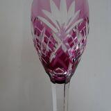 6 Roemer Saint Louis wine glasses in colored lined cut crystal signed