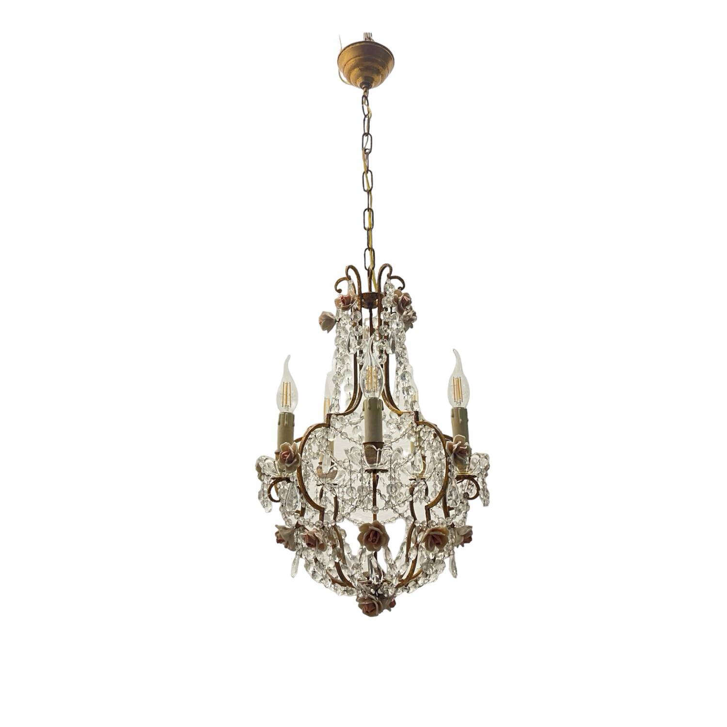 Vintage Crystal Rose Chandelier