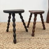 Pair of brutalist tripod stools