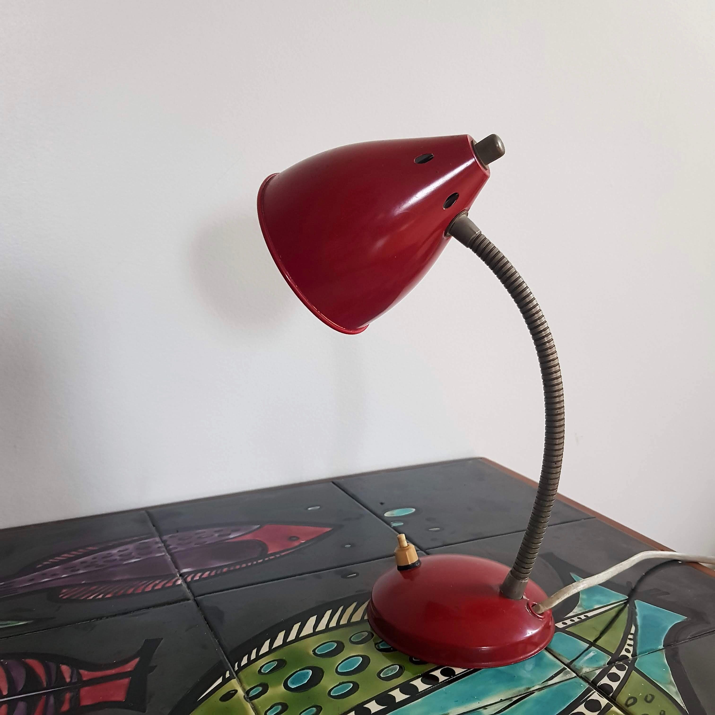 Vintage Hala Hala 50s Red Gooseneck Lamp